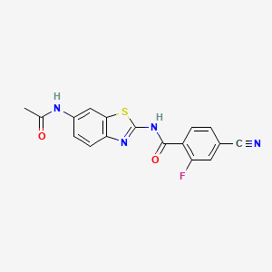 molecular formula C17H11FN4O2S B11068576 N-[6-(acetylamino)-1,3-benzothiazol-2-yl]-4-cyano-2-fluorobenzamide 