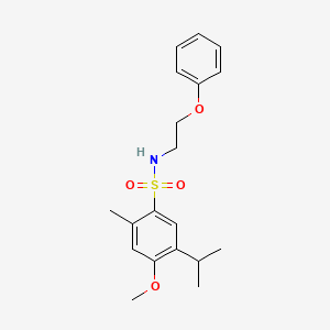 molecular formula C19H25NO4S B11068595 4-methoxy-2-methyl-N-(2-phenoxyethyl)-5-(propan-2-yl)benzenesulfonamide 