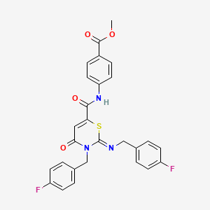 molecular formula C27H21F2N3O4S B11068627 methyl 4-[({(2Z)-3-(4-fluorobenzyl)-2-[(4-fluorobenzyl)imino]-4-oxo-3,4-dihydro-2H-1,3-thiazin-6-yl}carbonyl)amino]benzoate 