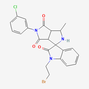 molecular formula C22H19BrClN3O3 B11068643 1-(2-bromoethyl)-5'-(3-chlorophenyl)-3'-methyl-3a',6a'-dihydro-2'H-spiro[indole-3,1'-pyrrolo[3,4-c]pyrrole]-2,4',6'(1H,3'H,5'H)-trione 