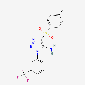 molecular formula C16H13F3N4O2S B11068684 4-[(4-methylphenyl)sulfonyl]-1-[3-(trifluoromethyl)phenyl]-1H-1,2,3-triazol-5-amine 