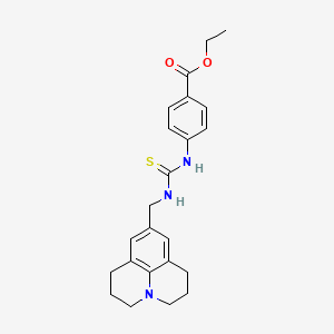 molecular formula C23H27N3O2S B11068709 ethyl 4-{[(2,3,6,7-tetrahydro-1H,5H-pyrido[3,2,1-ij]quinolin-9-ylmethyl)carbamothioyl]amino}benzoate 