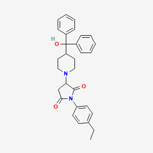 molecular formula C30H32N2O3 B11068712 1-(4-Ethylphenyl)-3-{4-[hydroxy(diphenyl)methyl]piperidin-1-yl}pyrrolidine-2,5-dione 