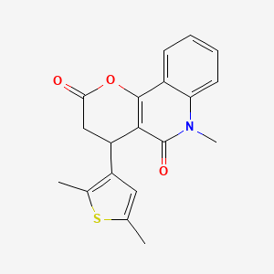 molecular formula C19H17NO3S B11068750 4-(2,5-dimethylthiophen-3-yl)-6-methyl-4,6-dihydro-2H-pyrano[3,2-c]quinoline-2,5(3H)-dione 