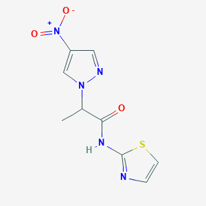 molecular formula C9H9N5O3S B11068775 2-(4-nitro-1H-pyrazol-1-yl)-N-(1,3-thiazol-2-yl)propanamide CAS No. 956624-59-2