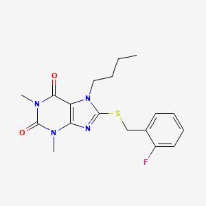 7-butyl-8-[(2-fluorobenzyl)sulfanyl]-1,3-dimethyl-3,7-dihydro-1H-purine-2,6-dione