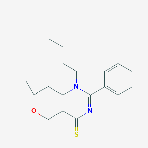 7,7-dimethyl-1-pentyl-2-phenyl-1,5,7,8-tetrahydro-4H-pyrano[4,3-d]pyrimidine-4-thione