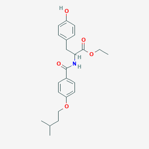 molecular formula C23H29NO5 B11068801 Benzenepropanoic acid, 4-hydroxy-alpha-[[4-(3-methylbutoxy)benzoyl]amino]-, ethyl ester 