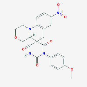 molecular formula C22H20N4O7 B11068812 1'-(4-methoxyphenyl)-8-nitro-1,2,4,4a-tetrahydro-2'H,6H-spiro[1,4-oxazino[4,3-a]quinoline-5,5'-pyrimidine]-2',4',6'(1'H,3'H)-trione 