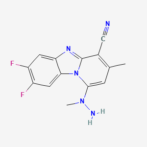 molecular formula C14H11F2N5 B11068840 7,8-Difluoro-3-methyl-1-(1-methylhydrazinyl)pyrido[1,2-a]benzimidazole-4-carbonitrile 