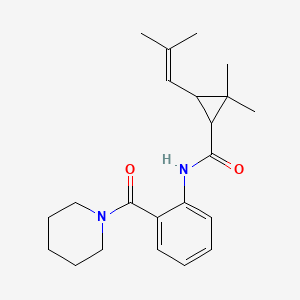 molecular formula C22H30N2O2 B11068862 2,2-dimethyl-3-(2-methylprop-1-en-1-yl)-N-[2-(piperidin-1-ylcarbonyl)phenyl]cyclopropanecarboxamide 