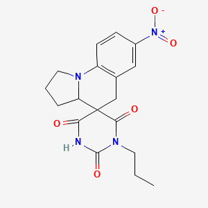 molecular formula C18H20N4O5 B11068874 7'-nitro-1-propyl-1',2',3',3a'-tetrahydro-2H,5'H-spiro[pyrimidine-5,4'-pyrrolo[1,2-a]quinoline]-2,4,6(1H,3H)-trione 