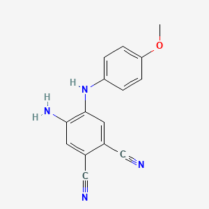 molecular formula C15H12N4O B11068887 4-Amino-5-[(4-methoxyphenyl)amino]benzene-1,2-dicarbonitrile 