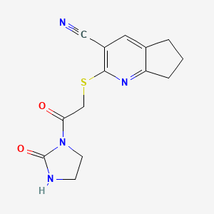 2-{[2-oxo-2-(2-oxoimidazolidin-1-yl)ethyl]sulfanyl}-6,7-dihydro-5H-cyclopenta[b]pyridine-3-carbonitrile