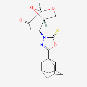 molecular formula C18H22N2O4S B11068918 (1S,2S,5R)-2-[5-(1-Adamantyl)-2-thioxo-1,3,4-oxadiazol-3(2H)-YL]-6,8-dioxabicyclo[3.2.1]octan-4-one 