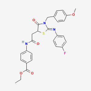 ethyl 4-({[(2Z)-2-[(4-fluorophenyl)imino]-3-(4-methoxybenzyl)-4-oxo-1,3-thiazolidin-5-yl]acetyl}amino)benzoate