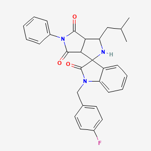 molecular formula C30H28FN3O3 B11068975 1-(4-Fluorobenzyl)-3'-isobutyl-5'-phenyl-3A',6A'-dihydro-2'H-spiro[indole-3,1'-pyrrolo[3,4-C]pyrrole]-2,4',6'(1H,3'H,5'H)-trione 