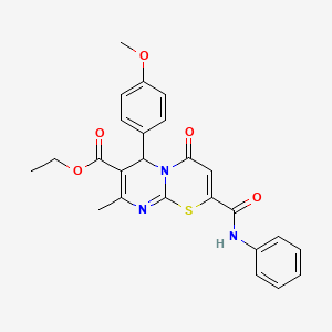 molecular formula C25H23N3O5S B11068983 ethyl 6-(4-methoxyphenyl)-8-methyl-4-oxo-2-(phenylcarbamoyl)-4H,6H-pyrimido[2,1-b][1,3]thiazine-7-carboxylate 