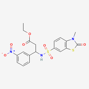 Ethyl 3-{[(3-methyl-2-oxo-2,3-dihydro-1,3-benzothiazol-6-yl)sulfonyl]amino}-3-(3-nitrophenyl)propanoate