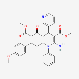 Dimethyl 2-amino-7-(4-methoxyphenyl)-5-oxo-1-phenyl-4-(pyridin-3-yl)-1,4,5,6,7,8-hexahydroquinoline-3,6-dicarboxylate