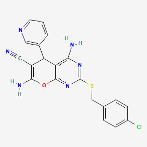 4,7-diamino-2-[(4-chlorobenzyl)sulfanyl]-5-(pyridin-3-yl)-5H-pyrano[2,3-d]pyrimidine-6-carbonitrile