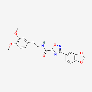 molecular formula C20H19N3O6 B11069107 3-(1,3-benzodioxol-5-yl)-N-[2-(3,4-dimethoxyphenyl)ethyl]-1,2,4-oxadiazole-5-carboxamide 