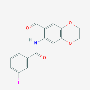 molecular formula C17H14INO4 B11069165 N-(7-acetyl-2,3-dihydro-1,4-benzodioxin-6-yl)-3-iodobenzamide 