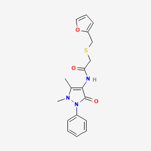 molecular formula C18H19N3O3S B11069166 N-(1,5-dimethyl-3-oxo-2-phenyl-2,3-dihydro-1H-pyrazol-4-yl)-2-[(furan-2-ylmethyl)sulfanyl]acetamide 