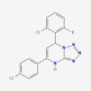 molecular formula C16H10Cl2FN5 B11069182 7-(2-Chloro-6-fluorophenyl)-5-(4-chlorophenyl)-3,7-dihydrotetrazolo[1,5-a]pyrimidine 