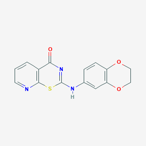 molecular formula C15H11N3O3S B11069199 2-(2,3-dihydro-1,4-benzodioxin-6-ylamino)-4H-pyrido[3,2-e][1,3]thiazin-4-one 