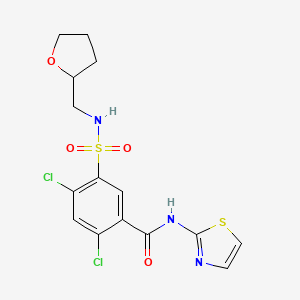 2,4-dichloro-5-[(tetrahydrofuran-2-ylmethyl)sulfamoyl]-N-(1,3-thiazol-2-yl)benzamide