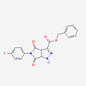 molecular formula C19H14FN3O4 B11069246 Benzyl 5-(4-fluorophenyl)-4,6-dioxo-1,3a,4,5,6,6a-hexahydropyrrolo[3,4-c]pyrazole-3-carboxylate 