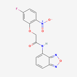 molecular formula C14H9FN4O5 B11069264 N-(2,1,3-benzoxadiazol-4-yl)-2-(5-fluoro-2-nitrophenoxy)acetamide 