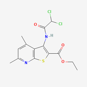 molecular formula C14H14Cl2N2O3S B11069275 Ethyl 3-[(2,2-dichloroacetyl)amino]-4,6-dimethylthieno[2,3-b]pyridine-2-carboxylate 