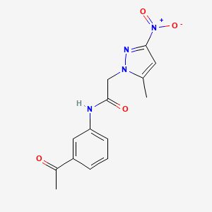 molecular formula C14H14N4O4 B11069295 N-(3-acetylphenyl)-2-(5-methyl-3-nitro-1H-pyrazol-1-yl)acetamide 