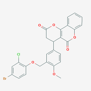 molecular formula C26H18BrClO6 B11069296 4-{3-[(4-bromo-2-chlorophenoxy)methyl]-4-methoxyphenyl}-3,4-dihydro-2H,5H-pyrano[3,2-c]chromene-2,5-dione 