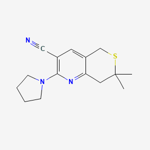 7,7-dimethyl-2-(pyrrolidin-1-yl)-7,8-dihydro-5H-thiopyrano[4,3-b]pyridine-3-carbonitrile