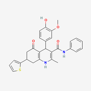 4-(4-hydroxy-3-methoxyphenyl)-2-methyl-5-oxo-N-phenyl-7-(thiophen-2-yl)-1,4,5,6,7,8-hexahydroquinoline-3-carboxamide