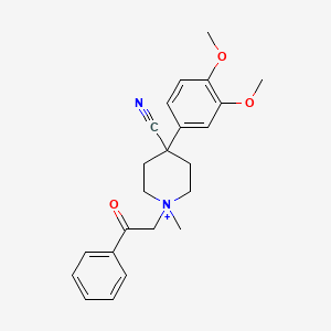 molecular formula C23H27N2O3+ B11069336 4-Cyano-4-(3,4-dimethoxyphenyl)-1-methyl-1-(2-oxo-2-phenylethyl)piperidinium 