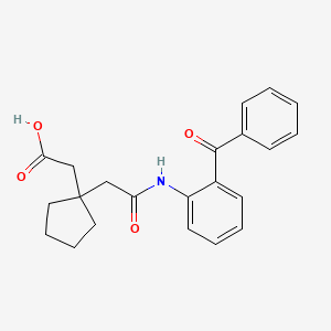 molecular formula C22H23NO4 B11069339 (1-{2-[(2-Benzoylphenyl)amino]-2-oxoethyl}cyclopentyl)acetic acid 