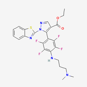 ethyl 1-(1,3-benzothiazol-2-yl)-5-(4-{[3-(dimethylamino)propyl]amino}-2,3,5,6-tetrafluorophenyl)-1H-pyrazole-4-carboxylate