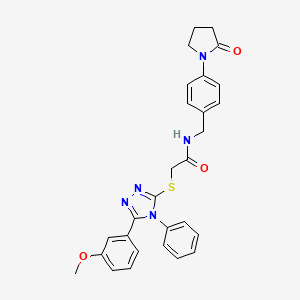 2-{[5-(3-methoxyphenyl)-4-phenyl-4H-1,2,4-triazol-3-yl]sulfanyl}-N-[4-(2-oxopyrrolidin-1-yl)benzyl]acetamide