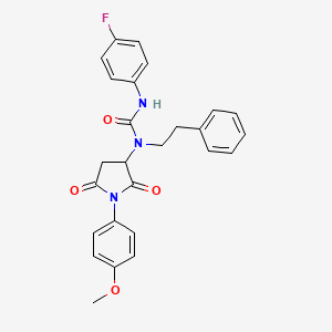 molecular formula C26H24FN3O4 B11069364 3-(4-Fluorophenyl)-1-[1-(4-methoxyphenyl)-2,5-dioxopyrrolidin-3-yl]-1-(2-phenylethyl)urea 