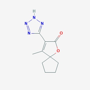 molecular formula C10H12N4O2 B11069366 Spiro[4.4]non-3-en-2-one, 4-methyl-3-(1H-tetrazol-5-yl)-1-oxa- 