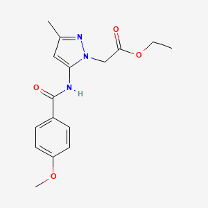 molecular formula C16H19N3O4 B11069375 ethyl (5-{[(4-methoxyphenyl)carbonyl]amino}-3-methyl-1H-pyrazol-1-yl)acetate 