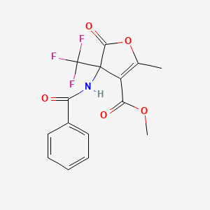 molecular formula C15H12F3NO5 B11069403 Methyl 2-methyl-5-oxo-4-[(phenylcarbonyl)amino]-4-(trifluoromethyl)-4,5-dihydrofuran-3-carboxylate 