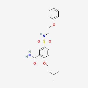 molecular formula C20H26N2O5S B11069429 2-(3-Methylbutoxy)-5-[(2-phenoxyethyl)sulfamoyl]benzamide 