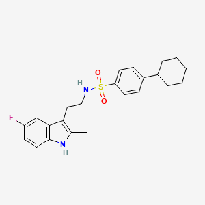 molecular formula C23H27FN2O2S B11069441 4-cyclohexyl-N-[2-(5-fluoro-2-methyl-1H-indol-3-yl)ethyl]benzenesulfonamide 