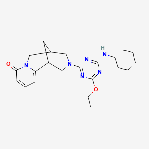 molecular formula C22H30N6O2 B11069486 3-[4-(cyclohexylamino)-6-ethoxy-1,3,5-triazin-2-yl]-1,2,3,4,5,6-hexahydro-8H-1,5-methanopyrido[1,2-a][1,5]diazocin-8-one 