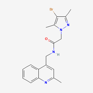 molecular formula C18H19BrN4O B11069493 Acetamide, 2-(4-bromo-3,5-dimethylpyrazol-1-yl)-N-(2-methylquinolin-4-ylmethyl)- 